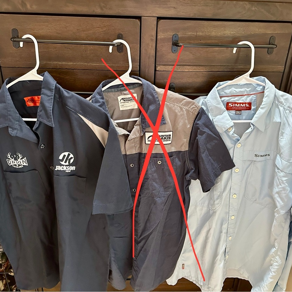 Bundle of 2 Men’s Logo Dickies and Simms Casual Button Down Shirts